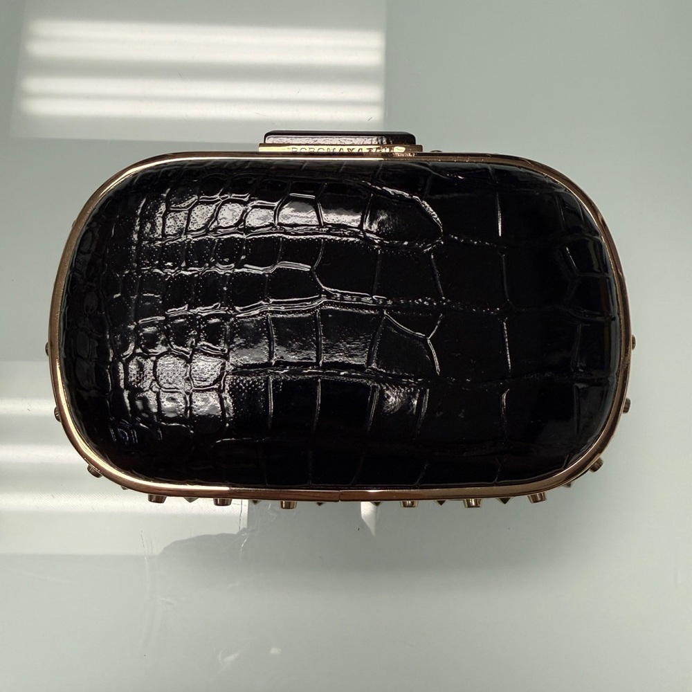 BCBGMaxAzria Black Croc-Embossed Clutch